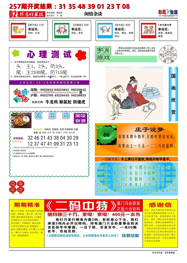彩票与生活B 第258期