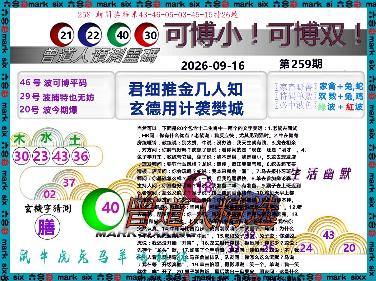 曾道人精选 第259期