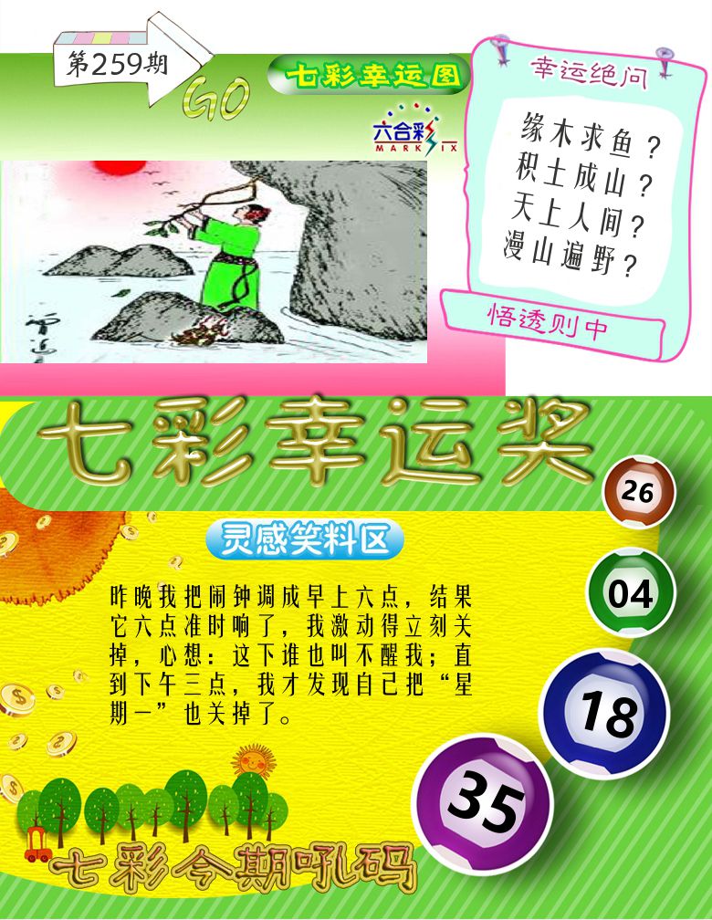 七彩幸运奖 第259期