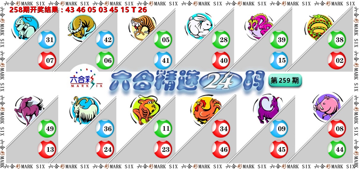 六合精选24码 第259期