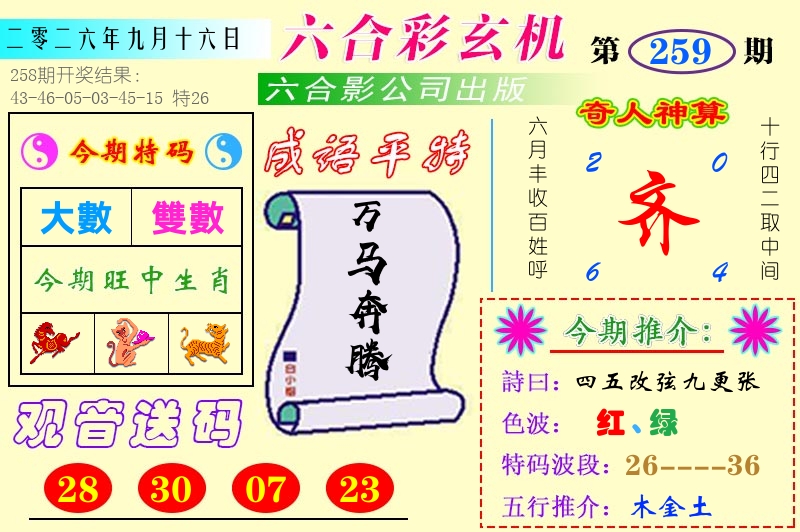 澳门六合玄机 第259期