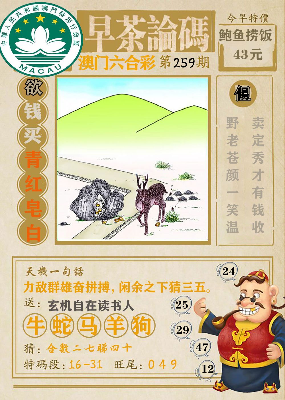 早茶论码 第259期