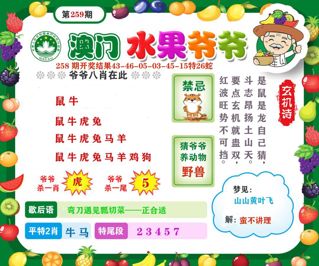 澳门水果爷爷 第259期