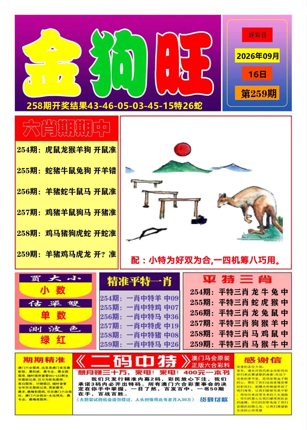 澳门金狗旺A 第259期