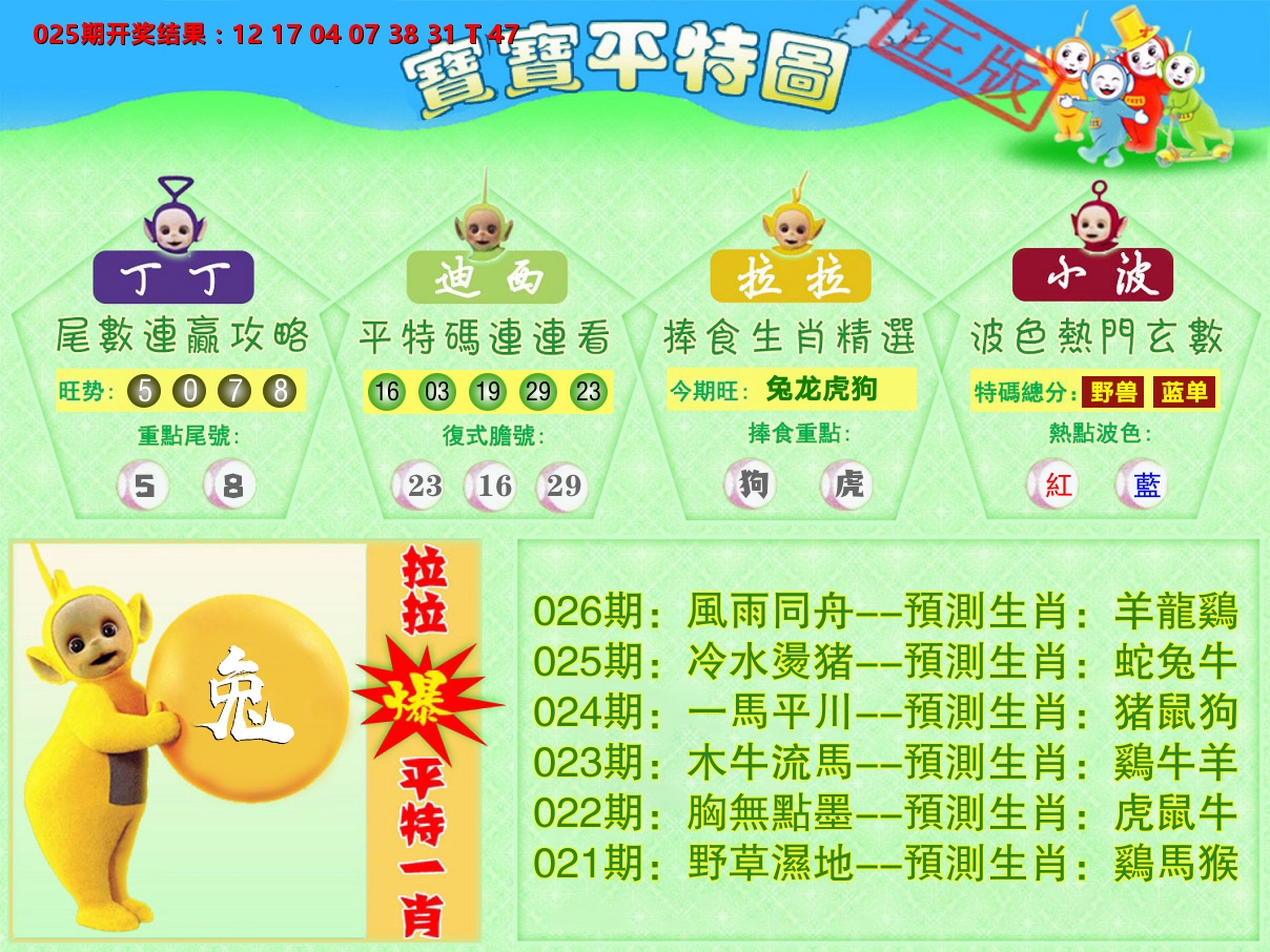 天线宝宝平特图 第26期