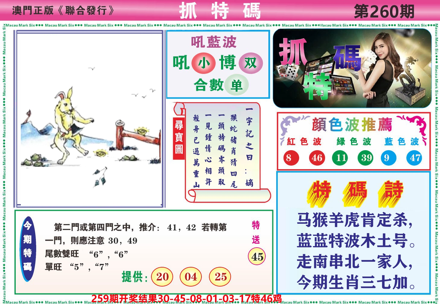 澳门抓特码A 第260期