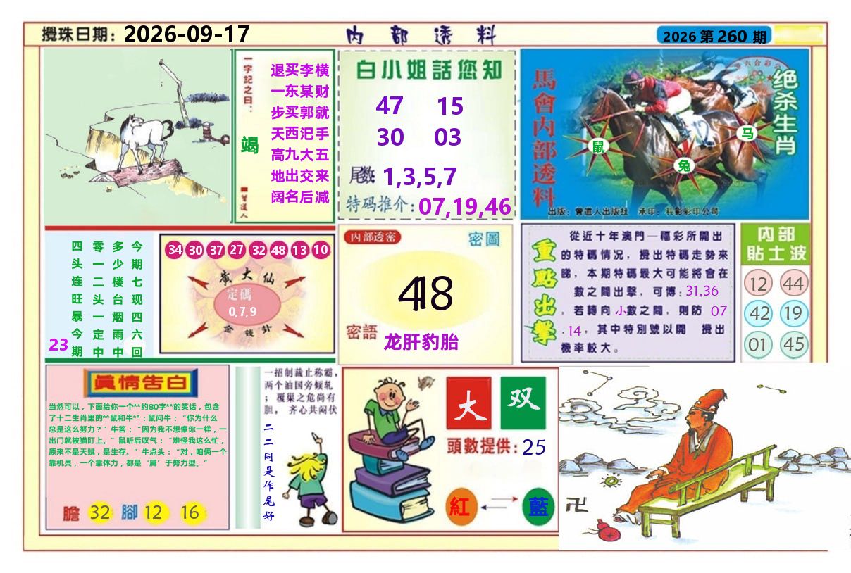 澳门内部透料A 第260期