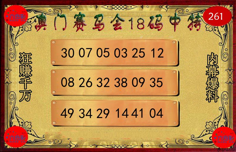 赛马会18码 第261期