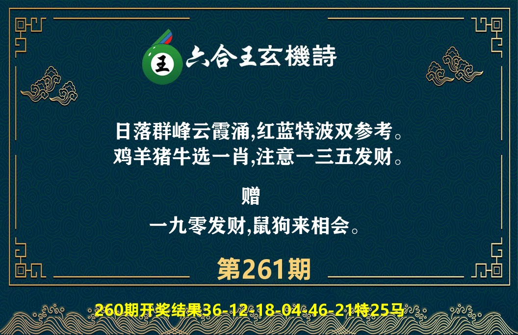 六合王玄机诗 第261期