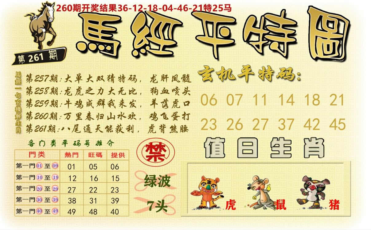 澳门平特图 第261期