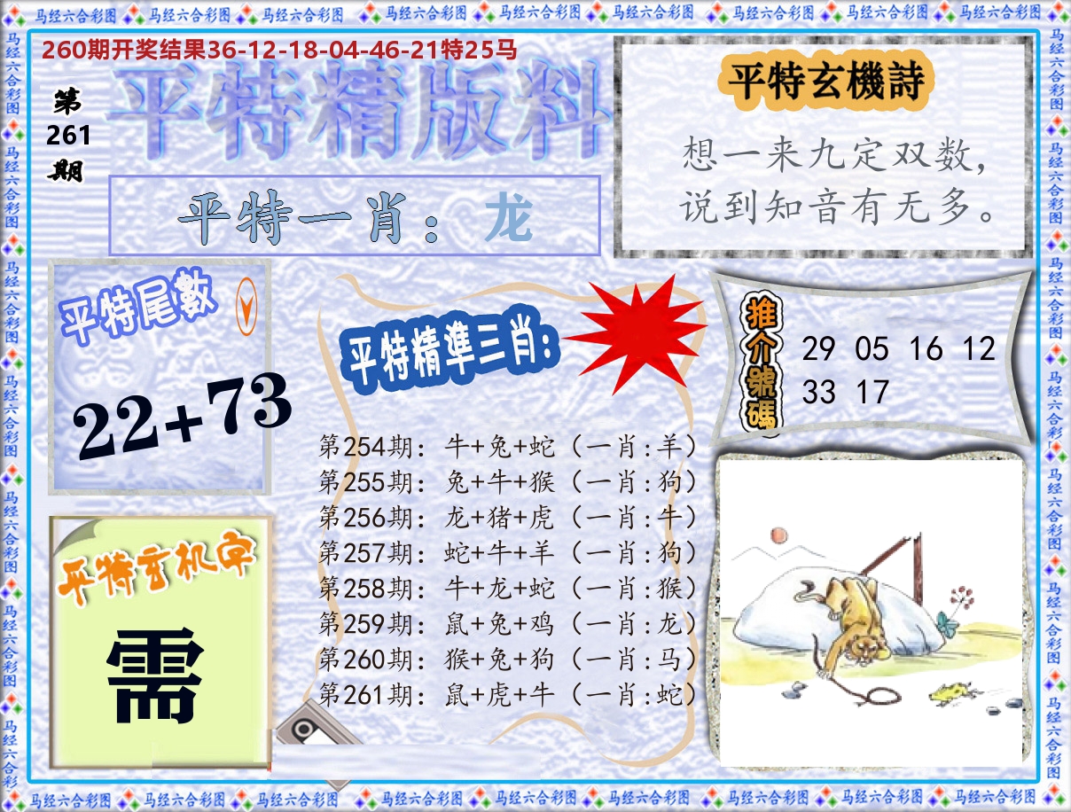 平特精版料 第261期