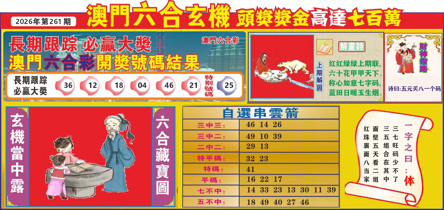 七星彩图C 第261期