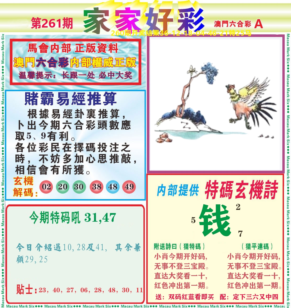 家家好彩A 第261期