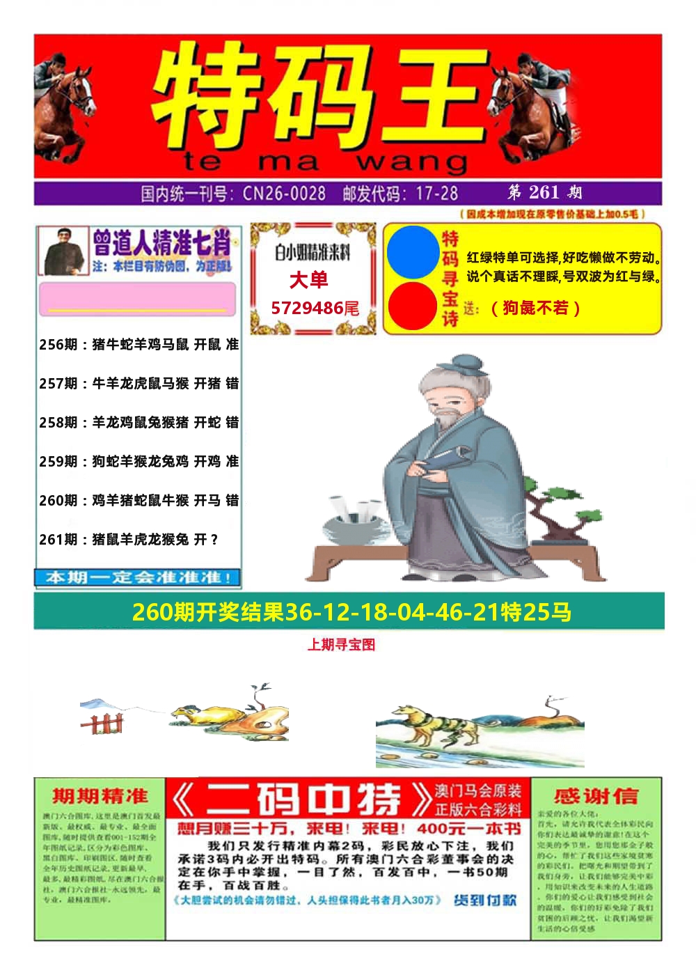 澳门特码王A 第261期