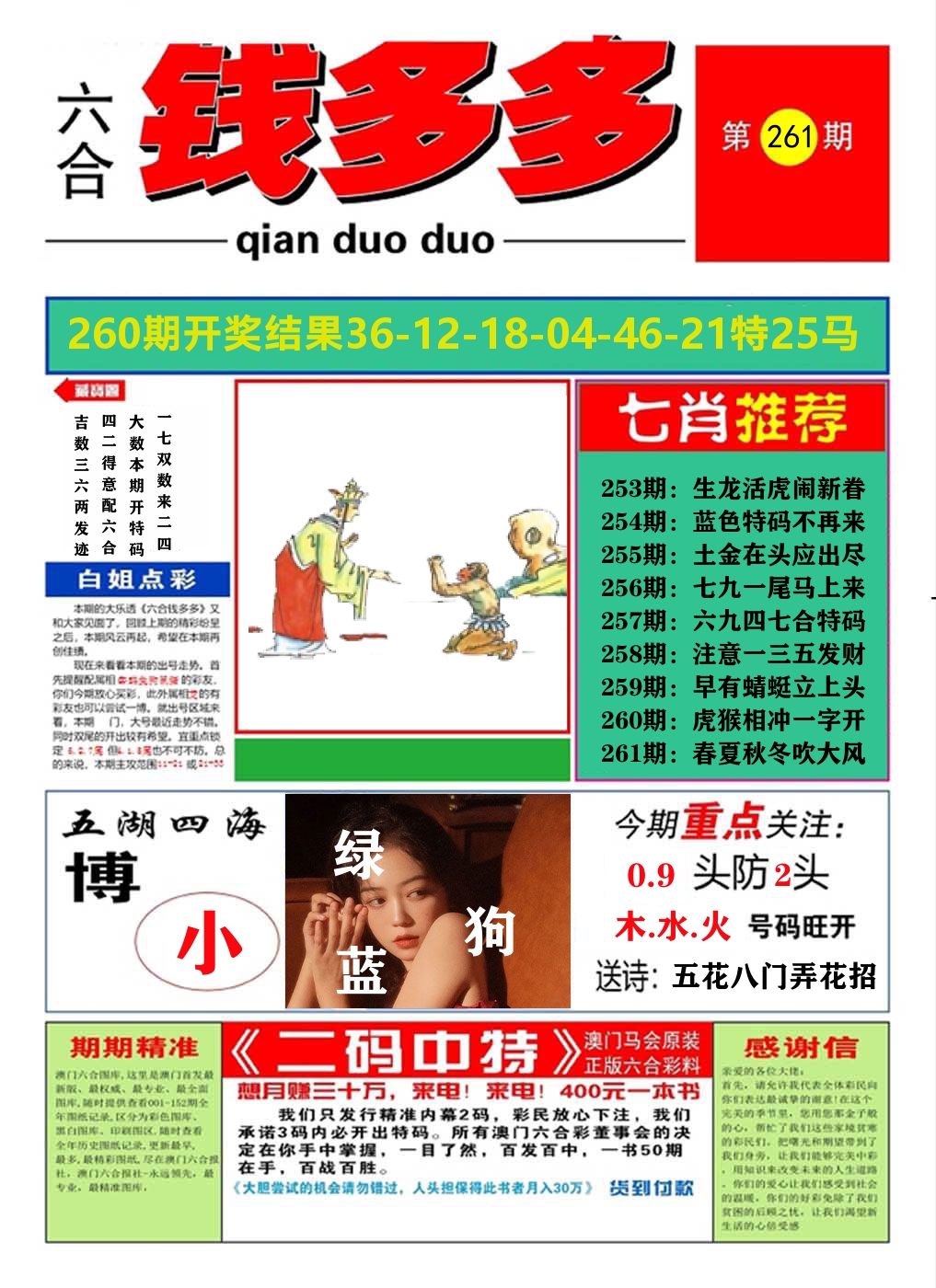 澳门钱多多A 第261期