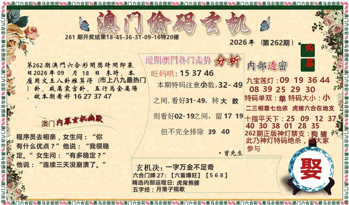 偷码玄机 第262期