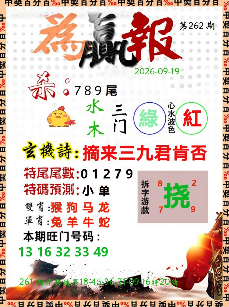为赢报 第262期