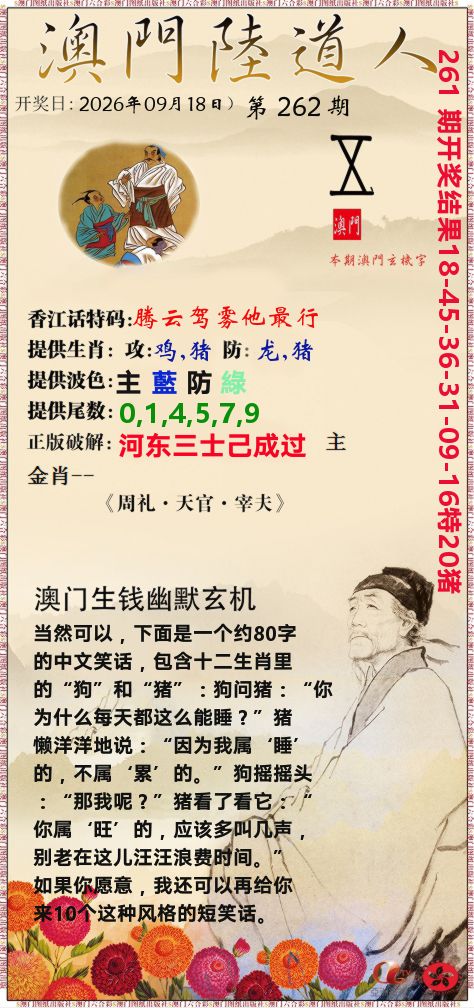澳门陆道人 第262期