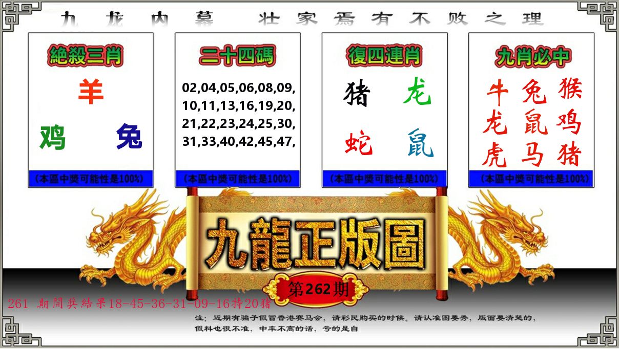 九龙正版图 第262期
