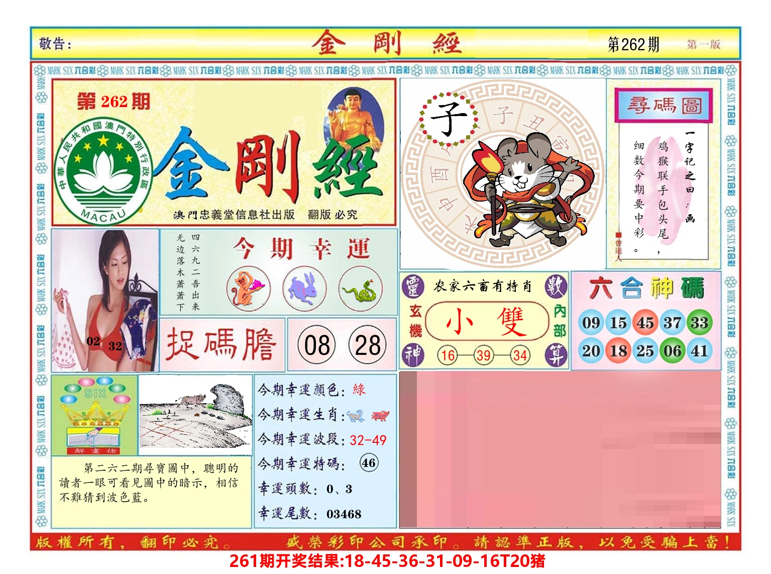 澳门金刚经 第262期
