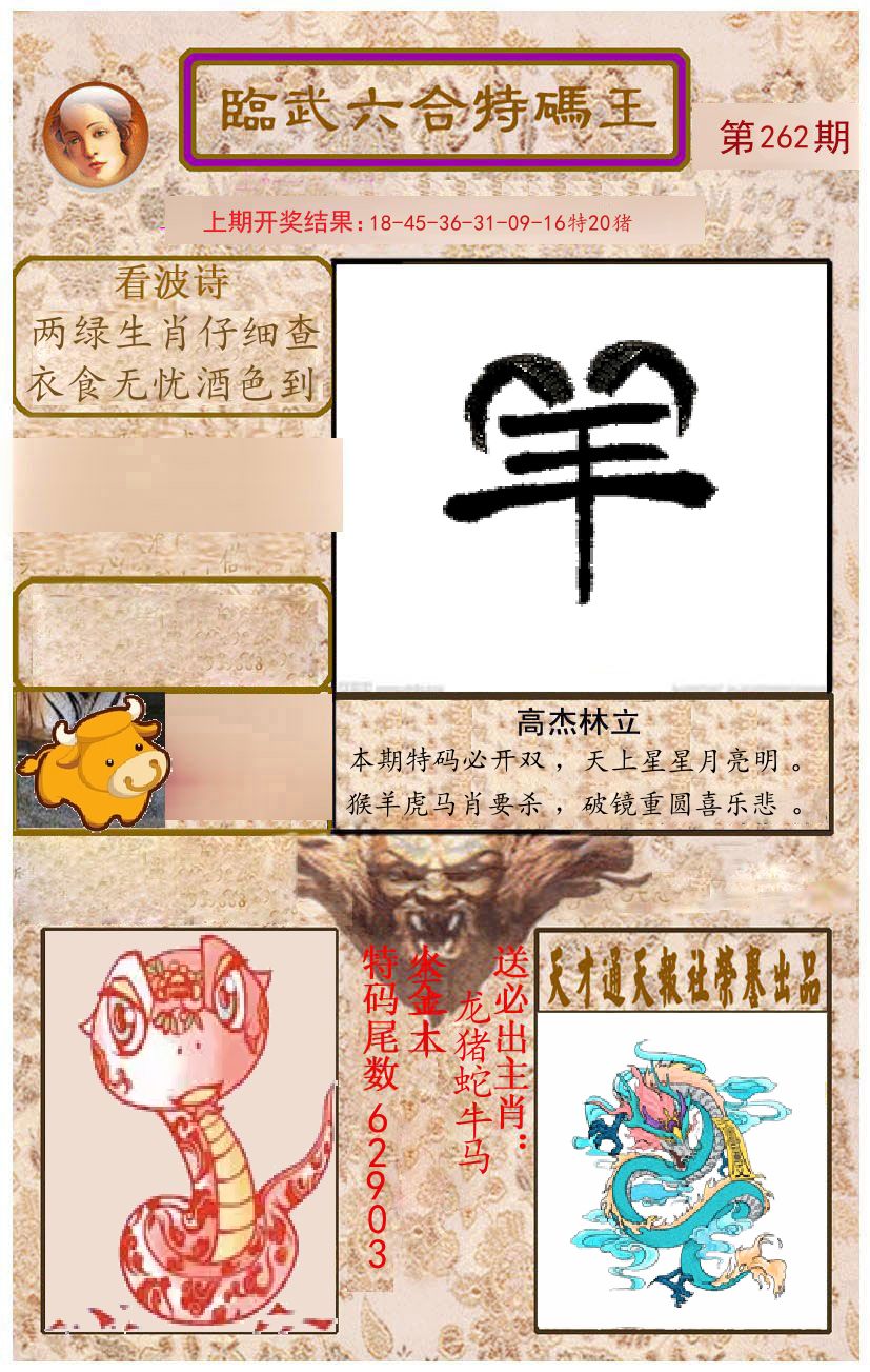 臨武六合特码王 第262期