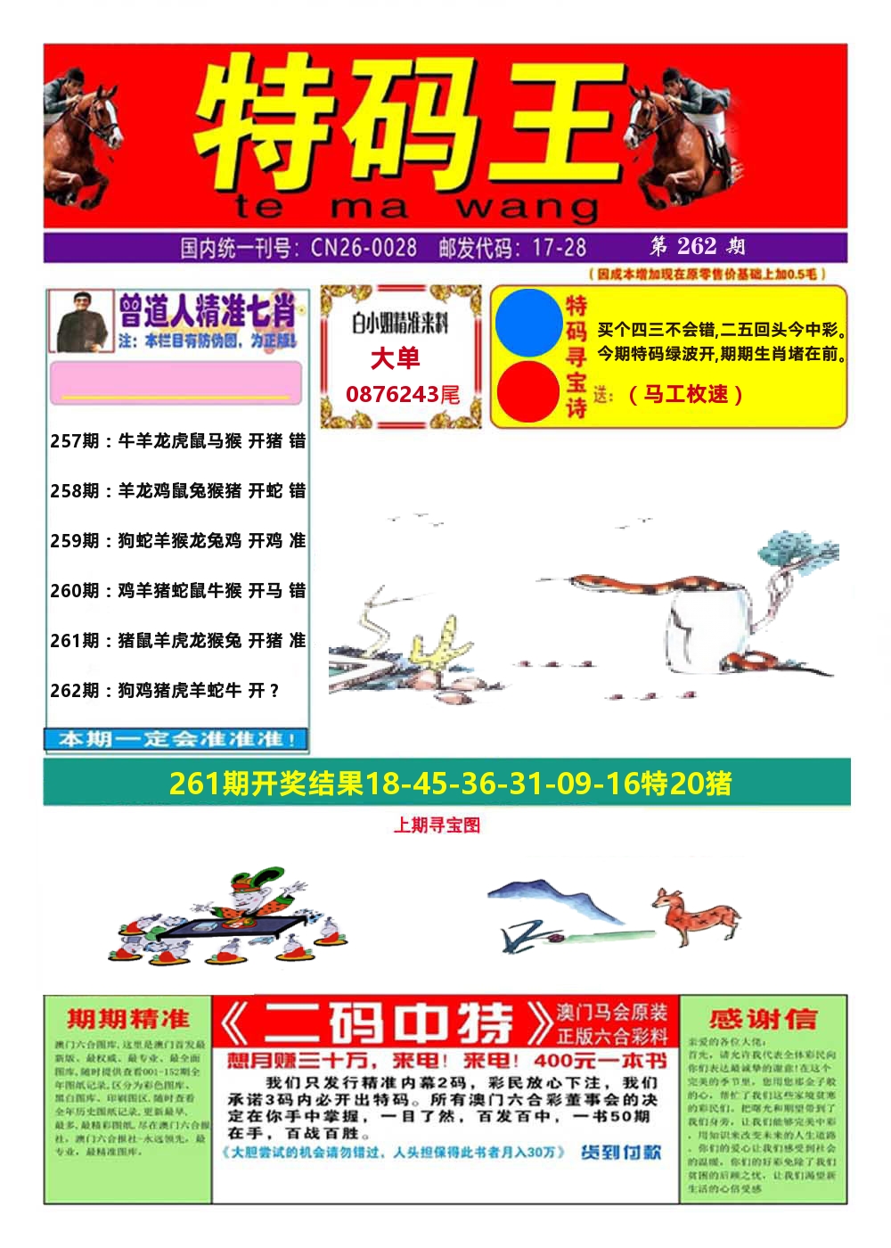 澳门特码王A 第262期