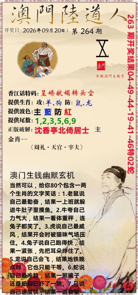 澳门陆道人 第264期
