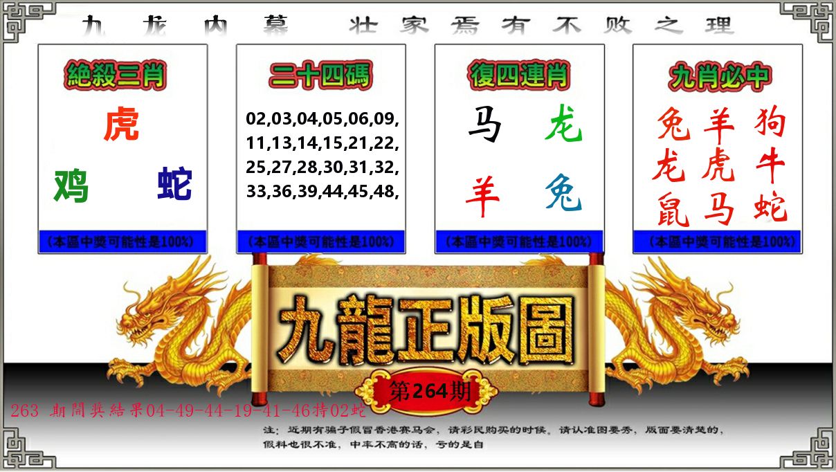 九龙正版图 第264期