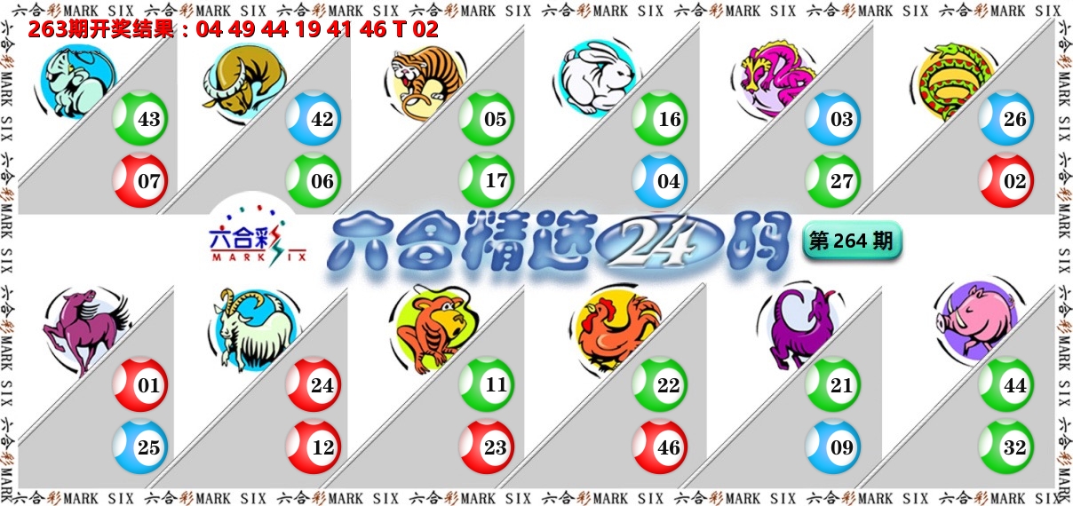 六合精选24码 第264期