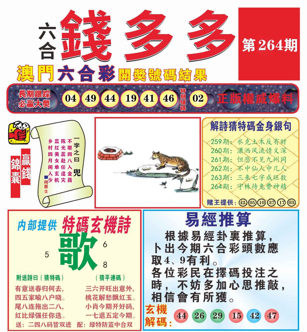 澳门钱多多B 第264期