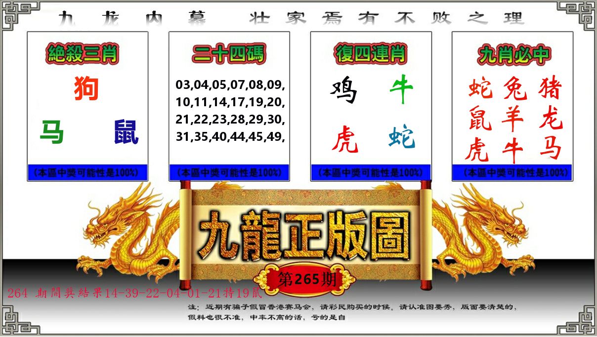 九龙正版图 第265期