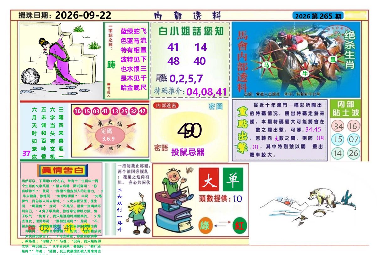 澳门内部透料A 第265期