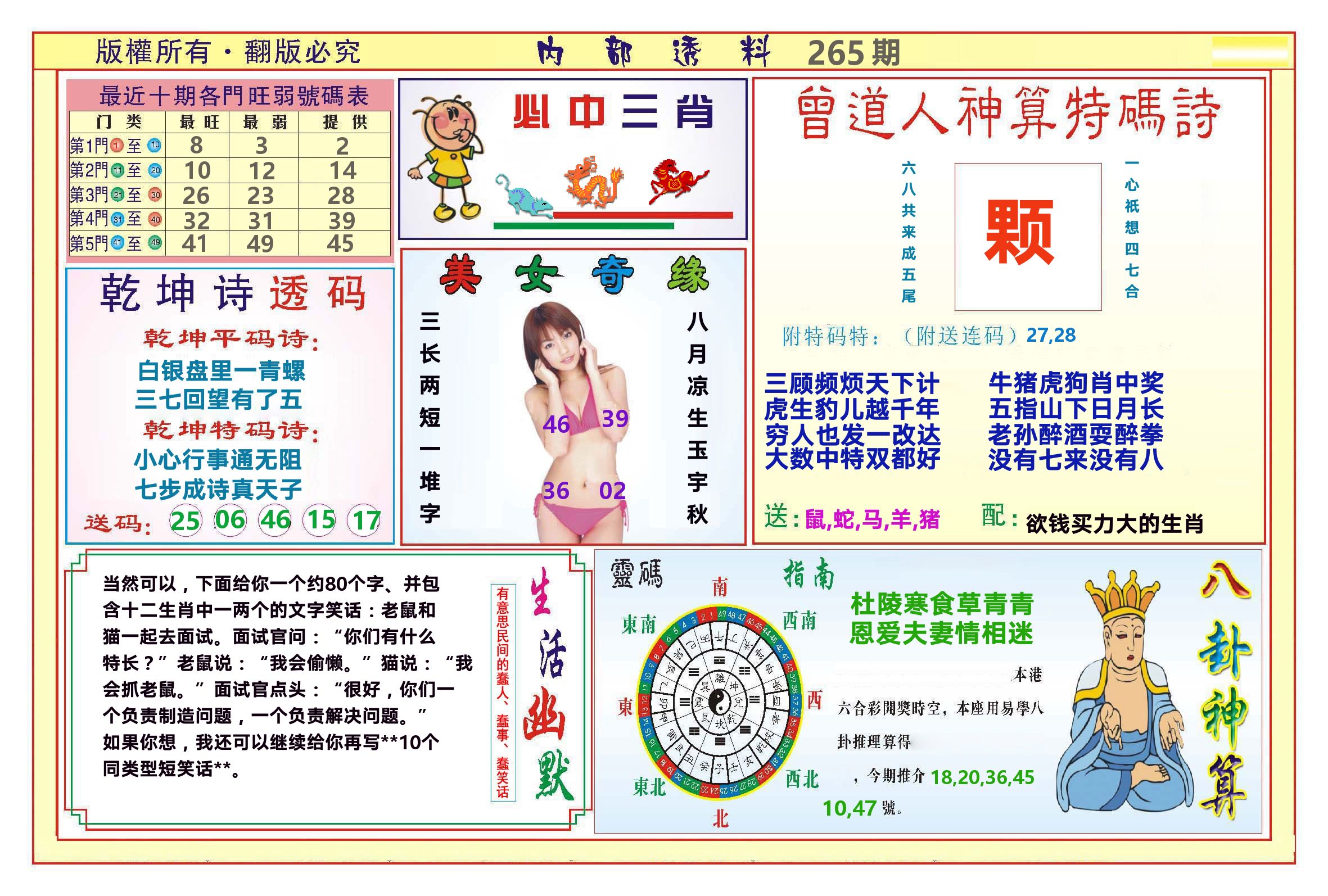 澳门内部透料B 第265期