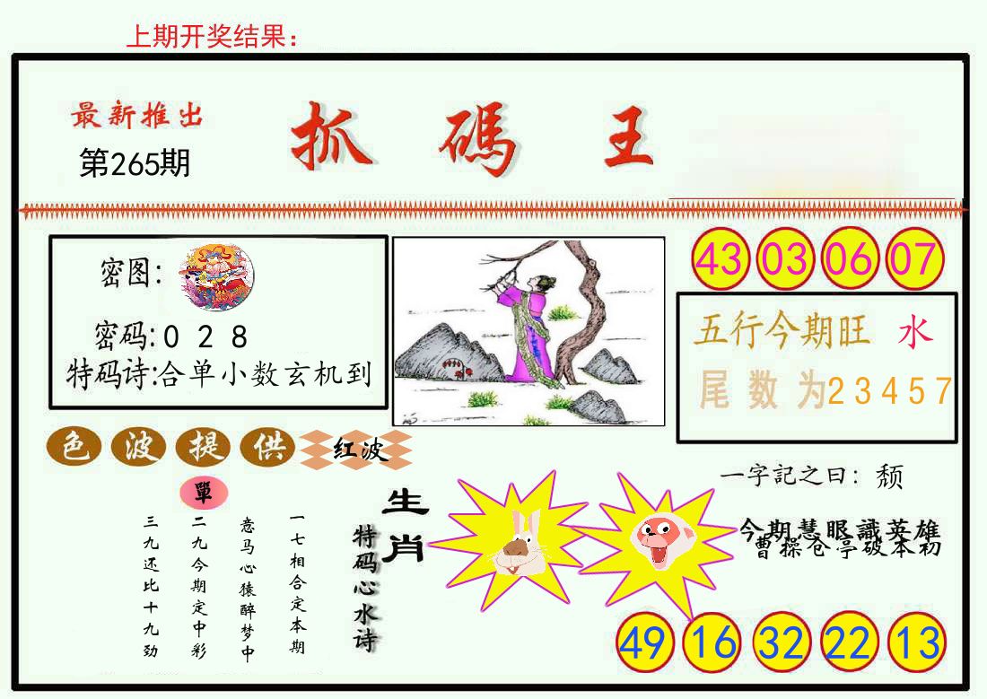 最新抓码王 第265期