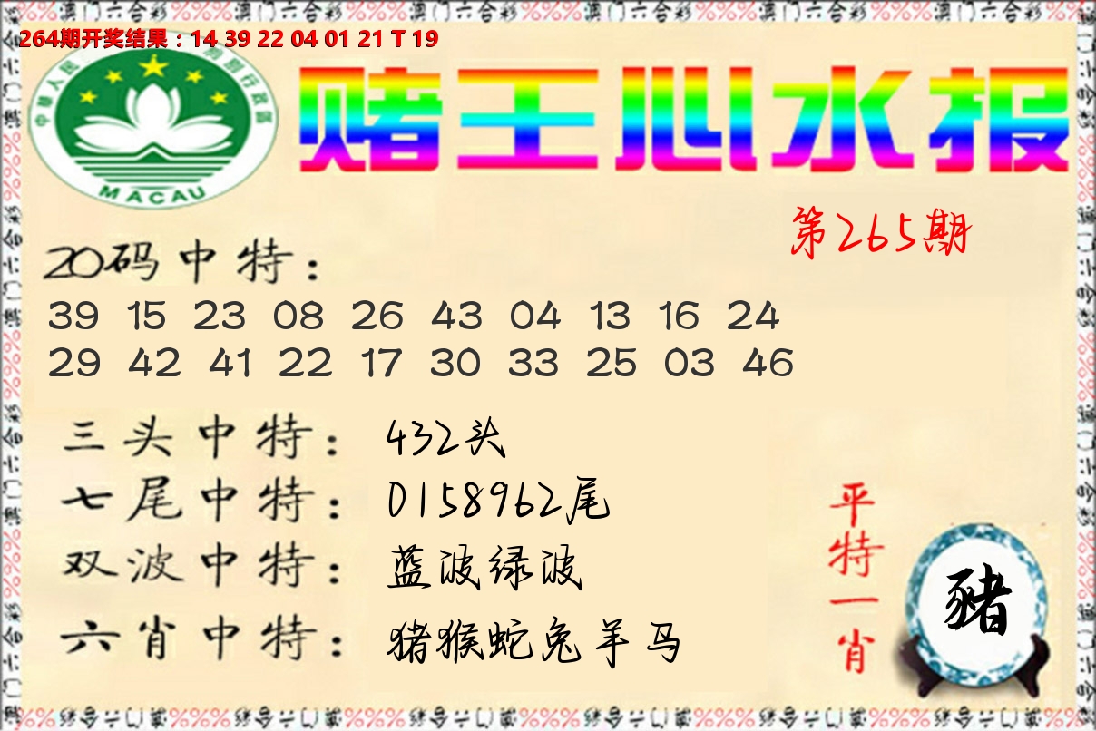 赌王心水报 第265期