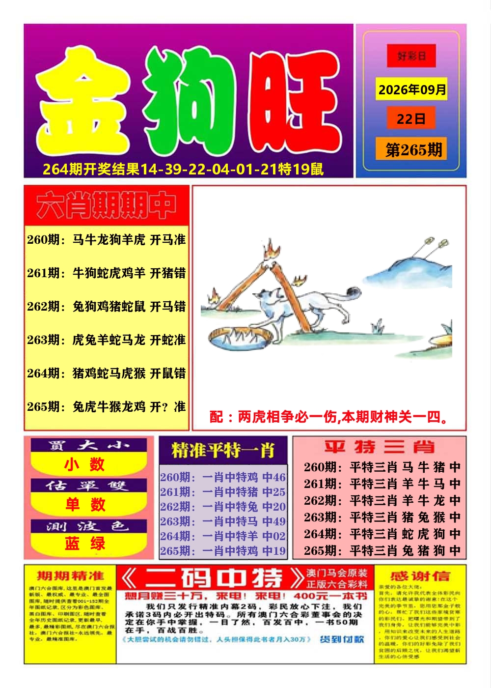 澳门金狗旺A 第265期