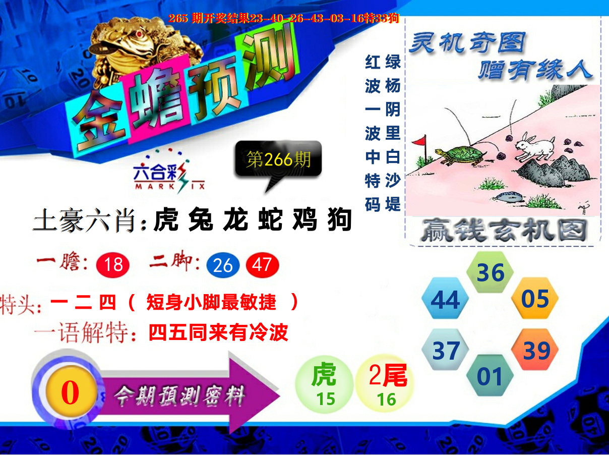 金蟾预测 第266期