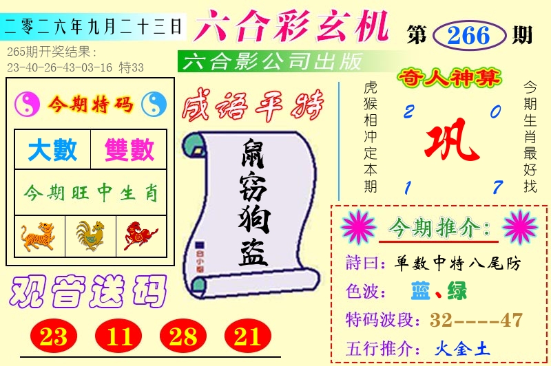 澳门六合玄机 第266期
