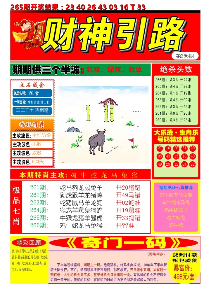 财神引路 第266期