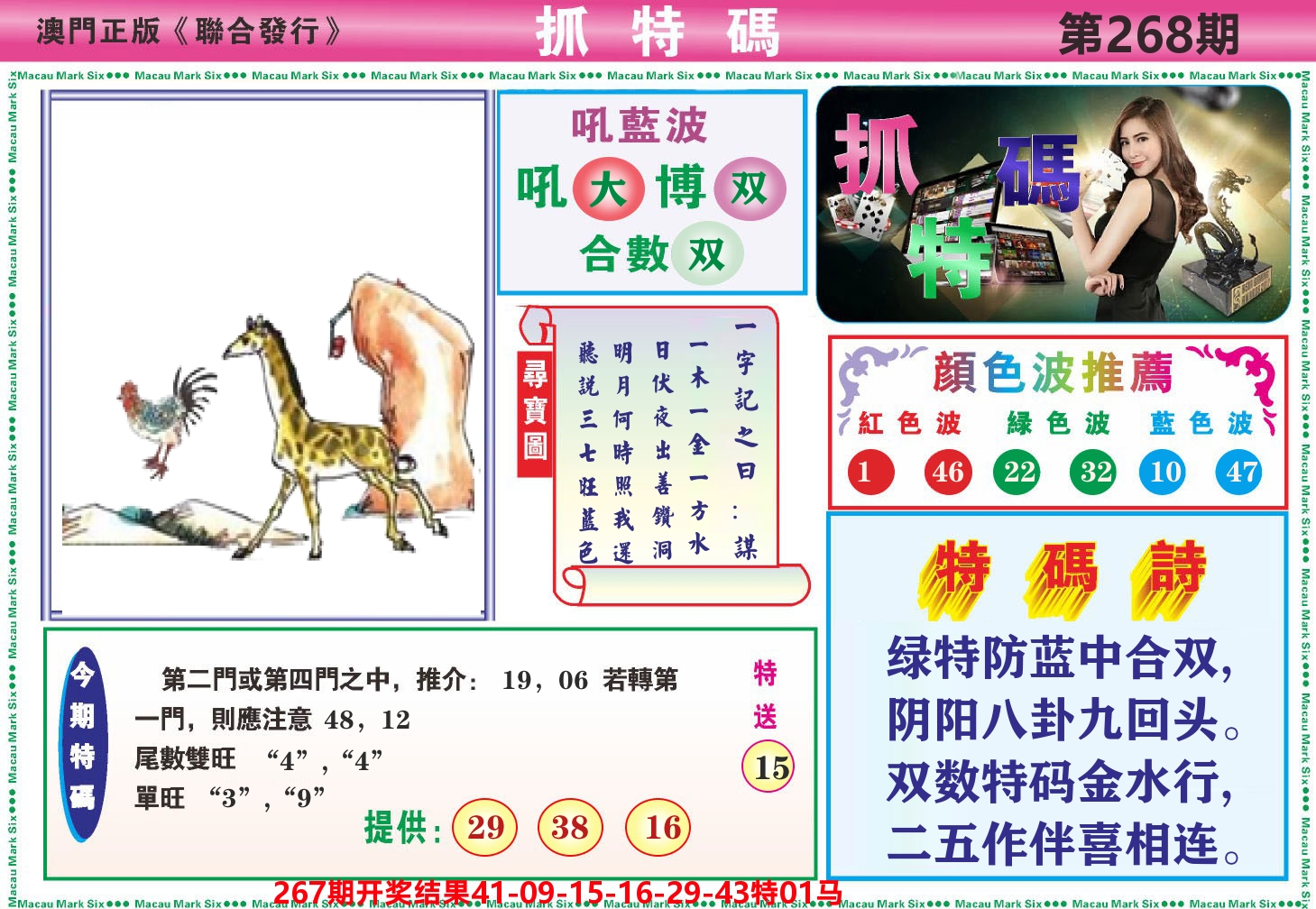 澳门抓特码A 第268期