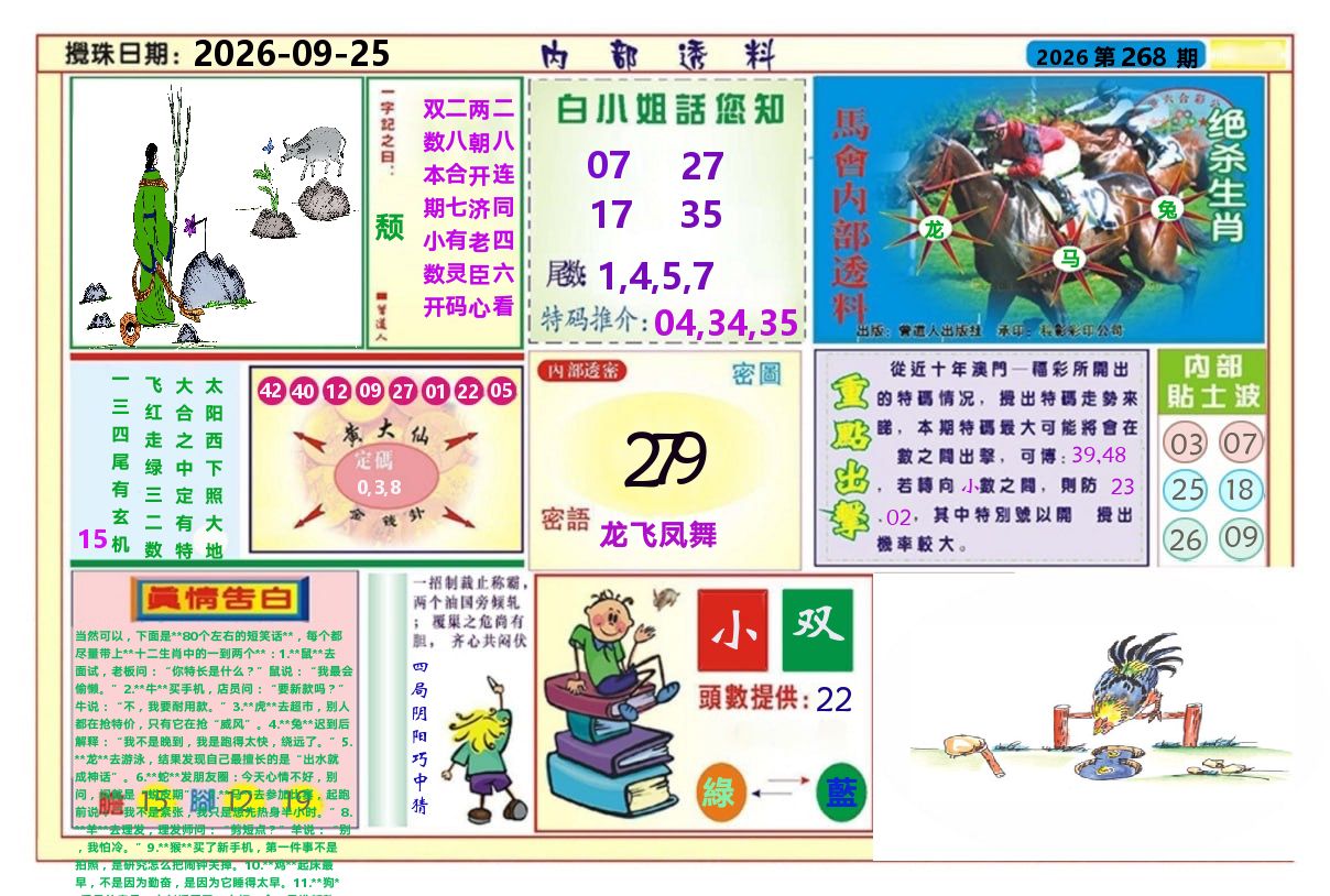 澳门内部透料A 第268期