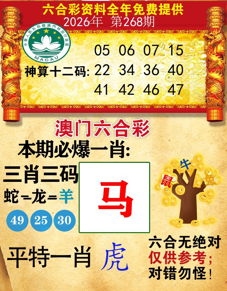 澳门必爆 第268期