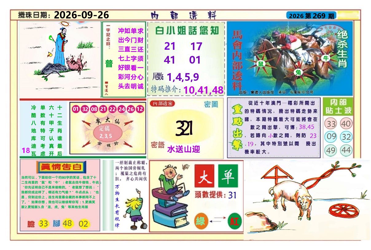 澳门内部透料A 第269期