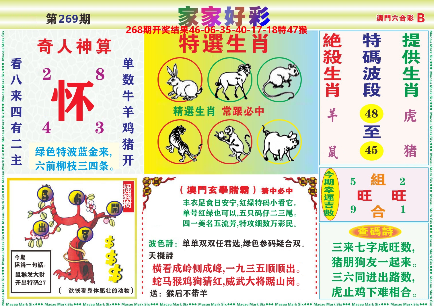 家家好彩B 第269期
