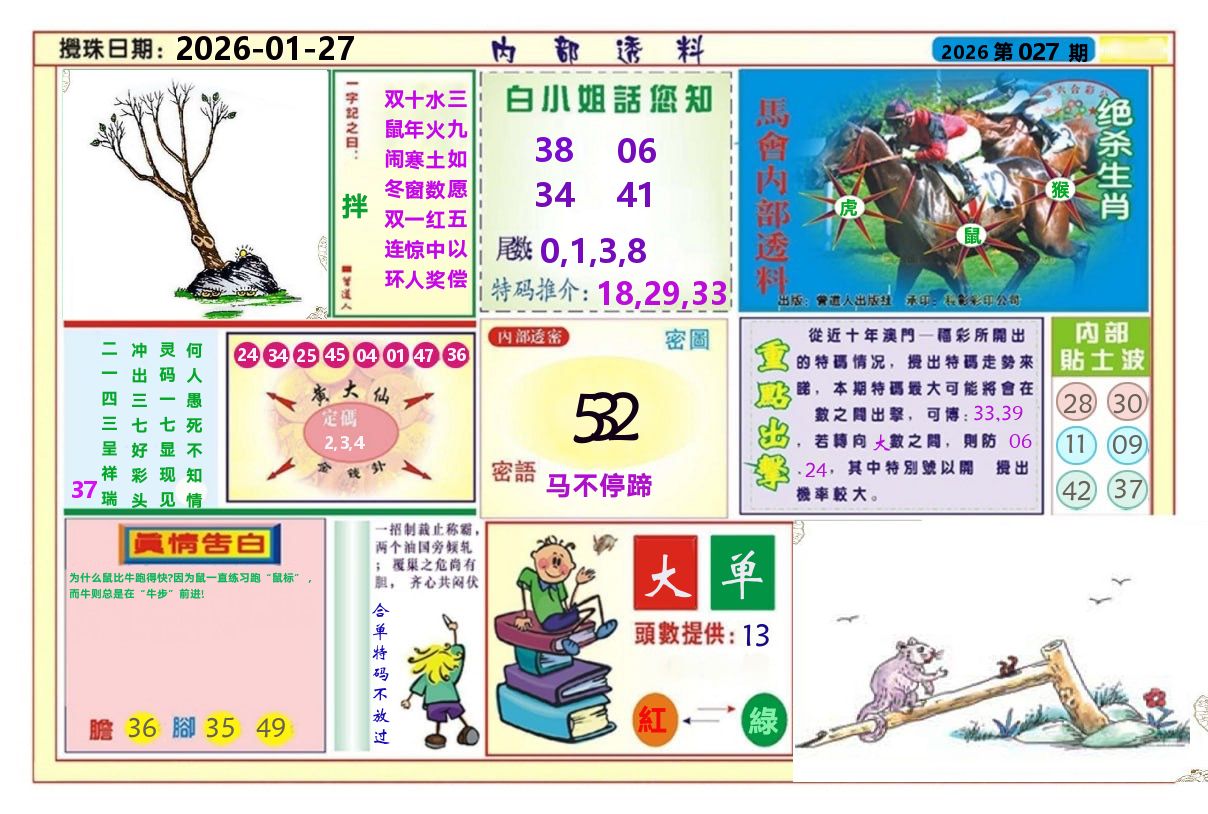 澳门内部透料A 第27期