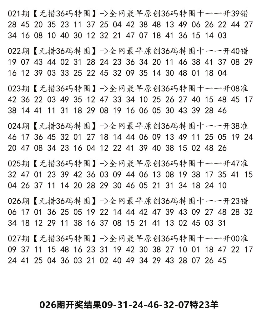 无错三十六码 第27期