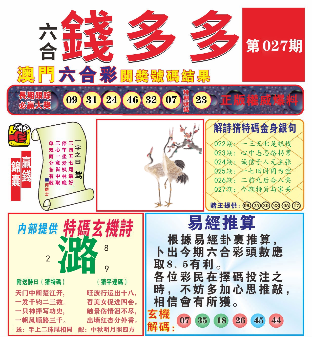 澳门钱多多B 第27期