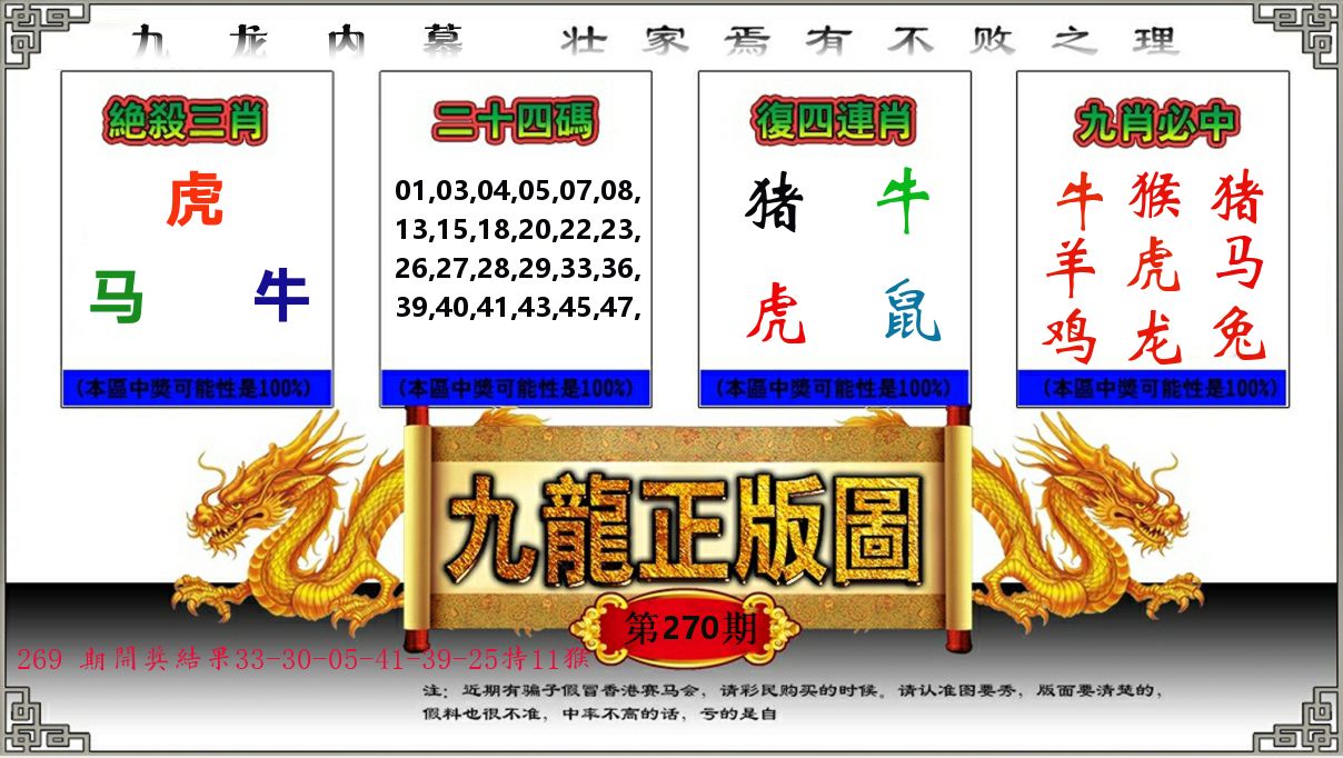 九龙正版图 第270期
