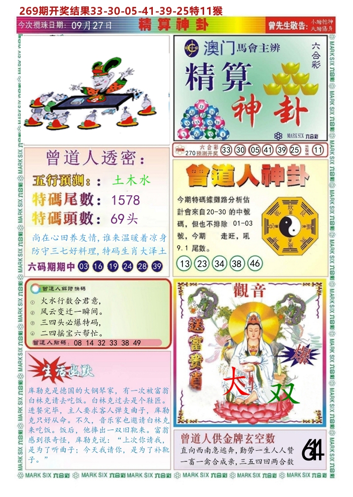 澳门精算神卦 第270期