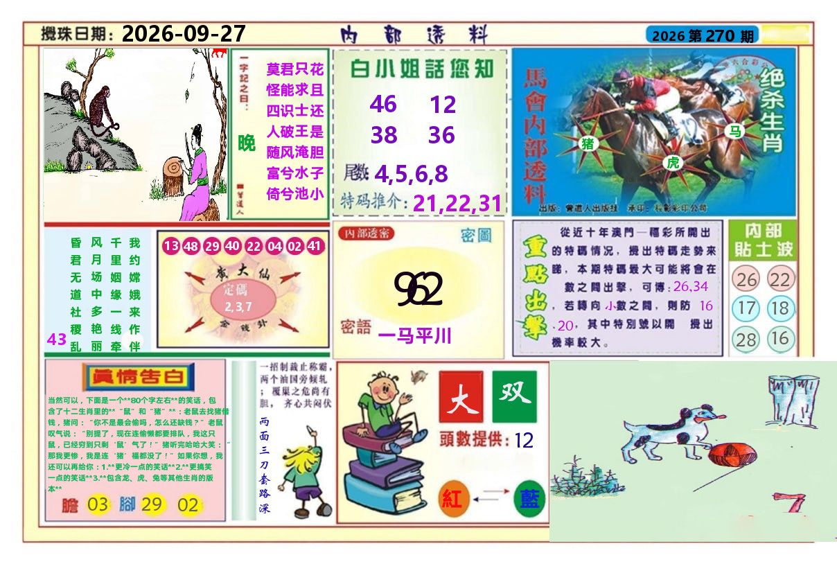 澳门内部透料A 第270期